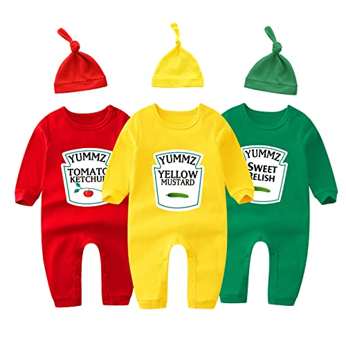 AOUYOA Baby Zwillinge Baby body Yummz Ketchup Mustard Senf Baby Geschenke Geburt Lustig Babykleidung von AOUYOA