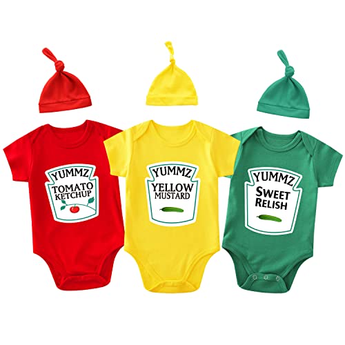 AOUYOA Baby Zwillinge Baby body Yummz Ketchup Mustard Senf Baby Geschenke Geburt Lustig Babykleidung von AOUYOA