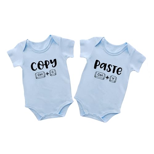 AOUYOA Baby Zwillinges Baby Bodys Copy Paste Neugeborenen Strampler Jungen Mädchen Geschenk Zwillinge Babybekleidung (Blau 12m) von AOUYOA