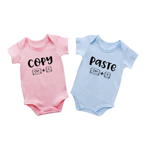AOUYOA Baby Zwillinges Baby Bodys Copy Paste Neugeborenen Strampler Jungen Mädchen Geschenk Zwillinge Babybekleidung (rosa blau 3m) von AOUYOA