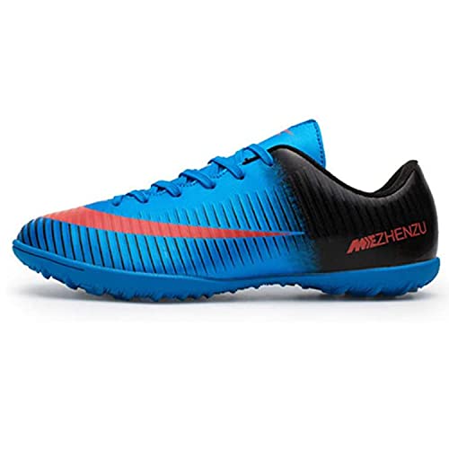 AOWENDI Fußballschuhe Herren Kinder Microfaser Cleats Athletics Trainingsschuhe Professionelle Outdoor Football Schuhe Unisex Blue 33 von AOWENDI