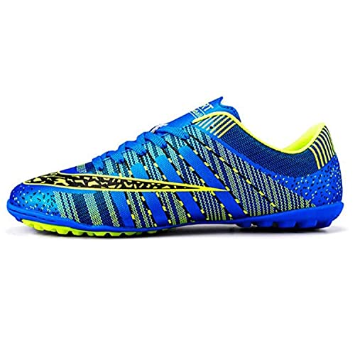 AOWENDI Kinder Fußballschuhe Herren Indoor Outdoor Fußballschuhe Athletic Turf Mundial Team Cleat Running Sports Leichte, atmungsaktive, rutschfeste Dämpfungsschuhe Blue 39 von AOWENDI