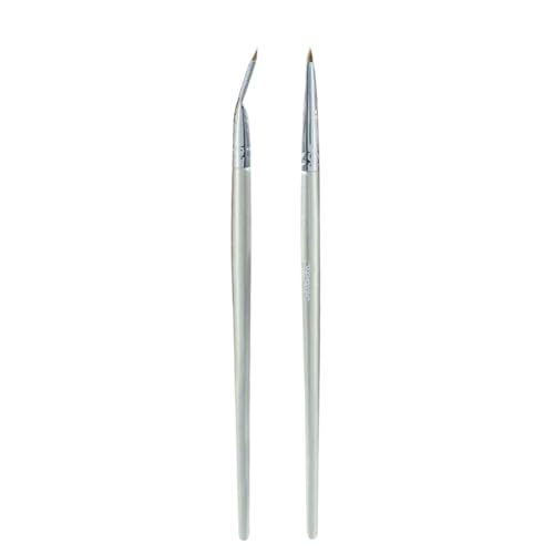 AOWVUTS 2 Stück Eyeliner Pinsel Set Feiner Abgewinkelter Eyeline Pinselset Ultra Dünn Präzision Augenpinsel Augen Make-up Werkzeug Synthetische Gel Eyeliner Pinsel für Highlight Concealer Kosmetik von AOWVUTS