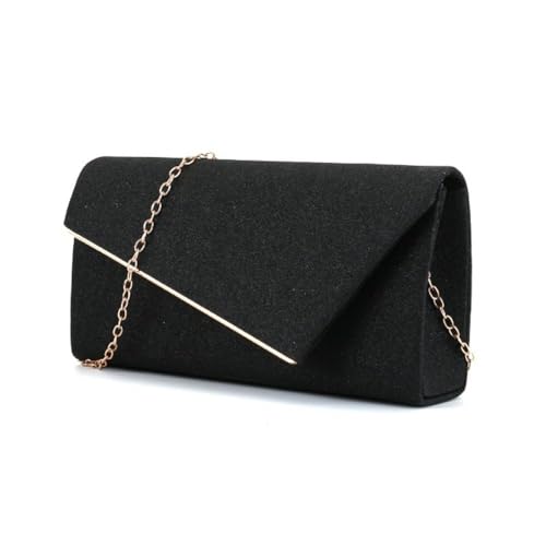 AOWVUTS Damen Clutch, Glänzende Pailletten Abendtaschen mit Abnehmbarer Kette Elegante Envelope Handtasche klein Umhängetasche Hochzeit Clutches für Abschlussball Party Freizeit (Schwarz) von AOWVUTS