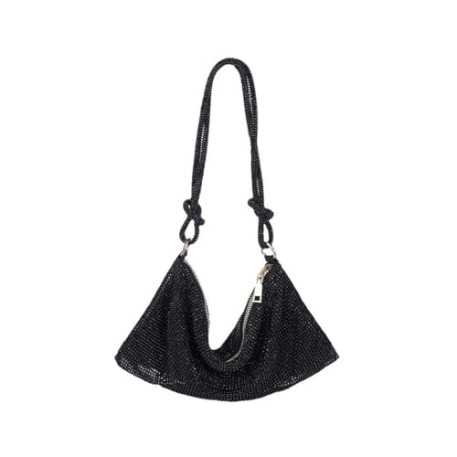 AOWVUTS Damen Glitzer Tasche Abendtasche Clutch Elegante Brauttasche Strass Handtasche Kleine Brieftaschen Umhängetasche Diamant Tasche mit Reißverschluss für Prom Hochzeit Party Bankett (Schwarz) von AOWVUTS
