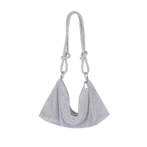 AOWVUTS Damen Glitzer Tasche Abendtasche Clutch Elegante Brauttasche Strass Handtasche Kleine Brieftaschen Umhängetasche Diamant Tasche mit Reißverschluss für Prom Hochzeit Party Bankett (Si) von AOWVUTS