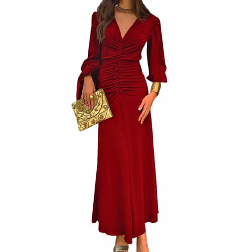 AOWVUTS Damen Kleider Elegant Lang Abendkleid Wickelkleid V-Ausschnitt Gerüscht Maxikleid Ballkleider Langarm Hochzeit Festlich Brautjungfernkleid Cocktailkleid Partykleid AOWVUTS Damen Kleider Elegant Lang Abendkleid Wickelkleid V-Ausschnitt Gerüscht Maxikleid Ballkleider Langarm Hochzeit Festlich Brautjungfernkleid Cocktailkleid Partykleid von AOWVUTS