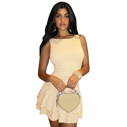 AOWVUTS Damen Minikleid Bodycon Ohne Ärmel Sexy Kleid Elegant Bleistiftkleid Cocktailkleid Eng A-Linie Kleid Rüschensaum Freizeitkleider Layer Swing Wickelkleid Clubwear Party Club Kurzes Kleid AOWVUTS Damen Minikleid Bodycon Ohne Ärmel Sexy Kleid Elegant Bleistiftkleid Cocktailkleid Eng A-Linie Kleid Rüschensaum Freizeitkleider Layer Swing Wickelkleid Clubwear Party Club Kurzes Kleid von AOWVUTS