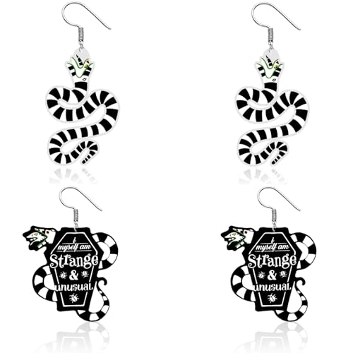 AOWVUTS Halloween Ohrringe Sarg Schädel Grabstein Schlange Ohrringe Hängend Hypoallergene Friedhof Skelett Tropfen Baumeln Ohrringe für Damen Mädchen Halloween Party von AOWVUTS