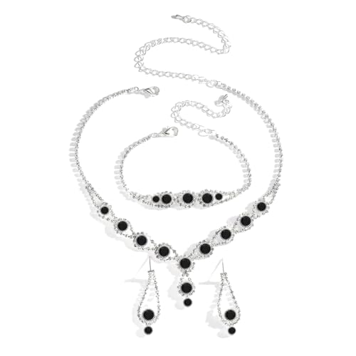 AOWVUTS Hochzeit Schmuck Set für Damen Kristall Braut Silber Anhänger Halskette Ohrringe und Armband Set Cubic Zirkonia Strass Schmuckset Hochzeit Verlobung Braut Brautjungfer Geschenk Schmuck (Schwa) von AOWVUTS