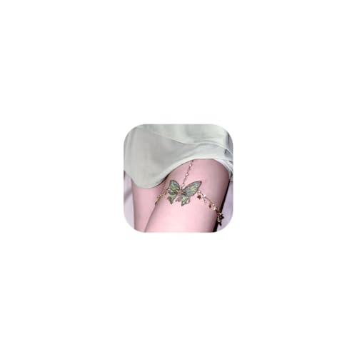 AOWVUTS Layered Butterfly Beinkette Vintage Oberschenkel Bein Kette Mehrlagige Perlen Spitze Fransen Oberschenkelkette Boho Körperkette Party Bikini Schmuck Accessoires für Frauen (Quasten) von AOWVUTS