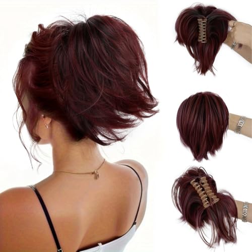 AOWVUTS Pferdeschwanz mit Klammer Kurze Lockiger Pferdeschwanz Clip in Klaue Haarverlängerung Natürlich Synthetisches Haarteil Gerade Verlängerung Zopf Ponytail Extension für Frauen Damen AOWVUTS Pferdeschwanz mit Klammer Kurze Lockiger Pferdeschwanz Clip in Klaue Haarverlängerung Natürlich Synthetisches Haarteil Gerade Verlängerung Zopf Ponytail Extension für Frauen Damen von AOWVUTS