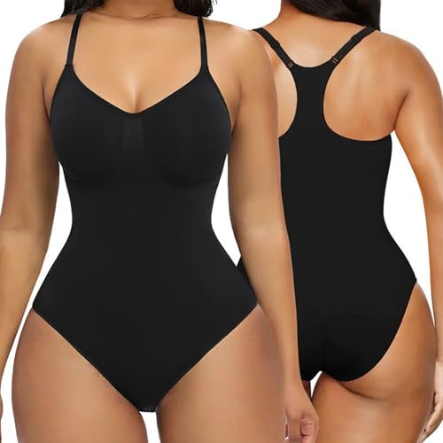 AOWVUTS Shapewear Damen Bauchweg Bodysuit Formender Body Stark Formend Vielseitige Body Shper Sculpting Tanga Shaping Miederbody mit Verstellbarer Schultergurt Atmungsaktiven Materialien von AOWVUTS