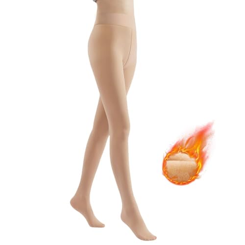 AOWVUTS Thermostrumpfhosen für Damen Winter Gefütterte Thermostrumpfhose Gefälschte Durchscheinend Plüschstrümpfe Dicke Pantyhose Wärmende Fleece Strumpfhose Thermoleggings von AOWVUTS