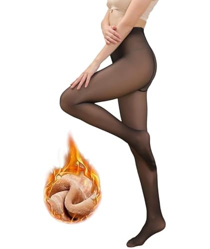 AOWVUTS Thermostrumpfhosen für Damen Winter Gefütterte Thermostrumpfhose Gefälschte Durchscheinend Plüschstrümpfe Dicke Pantyhose Wärmende Fleece Strumpfhose Thermoleggings von AOWVUTS
