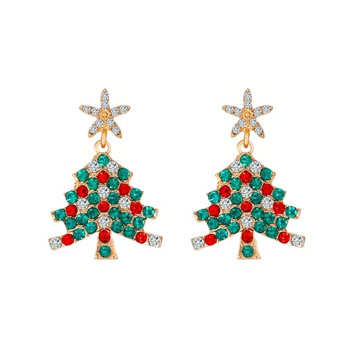 AOWVUTS Weihnachten Ohrringe Damen - Weihnachtsbaum Silber 925 Mit Zirkonia Hängend Hypoallergen Xmas Baumeln Geschenke Schmuck für Frauen Mädchen (C) von AOWVUTS