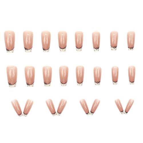 24 Stück französische gefälschte lange Nagel pflaster, glänzende künstliche Presse auf Nägel Patch, Maniküre wieder verwendbare falsche Tipps für Frauen von AOYEAH