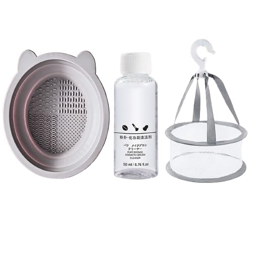 3 Stück Make-up Pinsel Reinigungs Werkzeug, Make-up Ei Puff Kissen Beauty Tool Sauberes Artefakt, Reinigungs mittel Wasch schüssel Netz Beutel Set von AOYEAH