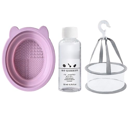 3 Stück Make-up Pinsel Reinigungs Werkzeug, Make-up Ei Puff Kissen Beauty Tool Sauberes Artefakt, Reinigungs mittel Wasch schüssel Netz Beutel Set von AOYEAH