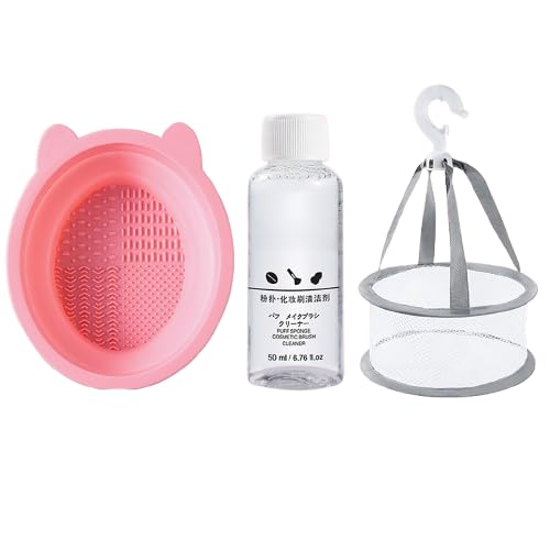 3 Stück Make-up Pinsel Reinigungs Werkzeug, Make-up Ei Puff Kissen Beauty Tool Sauberes Artefakt, Reinigungs mittel Wasch schüssel Netz Beutel Set von AOYEAH