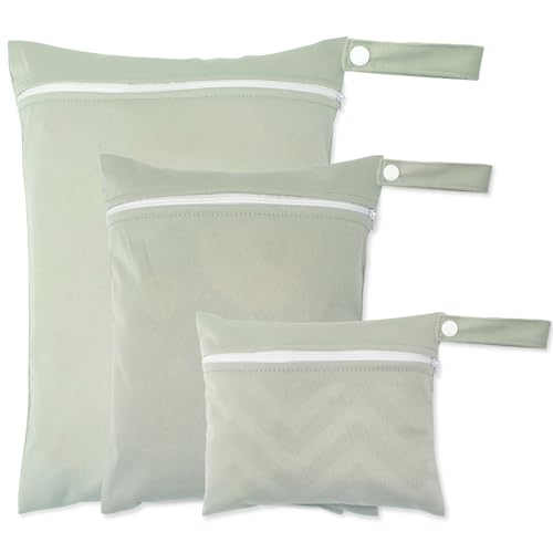 AOYEAH 3Pcs wasserdichte Reiß Verschluss Taschen Tasche, Glatter Reiß Verschluss Wieder verwendbare Windel Nass Tasche, Wasch barer Yoga-Beutel von AOYEAH