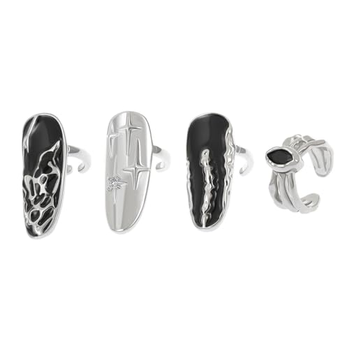 AOYUDJ 4-teiliges Set mit verstellbaren Fingernagelringen, Schmuck, trendiges Fingerzubehör für den täglichen Gebrauch von AOYUDJ