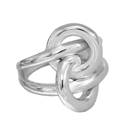 AOYUDJ Modischer Ring mit doppelschichtigem geometrischem Knoten, 18 Karat vergoldet, stabiler Edelstahl, Accessoire für Damen, für den täglichen Gebrauch, 2.67x2.43cm/1.06x0.96inch, Edelstahl von AOYUDJ
