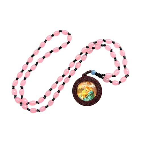 Elegante handgefertigte Glasperle Rosenkranz Halskette für - Bequeme religiöse Accessoires Mädchen Rosenkranz Halskette von AOYUDJ