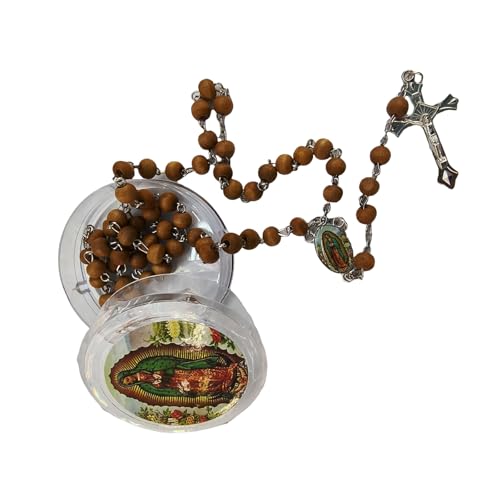 Gebet Holzperlen Rosenkranz Halskette mit Unsere Liebe Frau von Guadalupe und Kruzifix für Frauen und Männer in Box Gebet Holzperlen Rosenkranz Halskette mit Unsere Liebe Frau von Guadalupe und Kruzifix für Frauen und Männer in Box von AOYUDJ