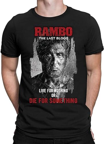 Men's Rambo Last Blood Five V T Shirt Live for Nothing Or Die Fro Something T-Shirt Size XXL von AOZGXEZ