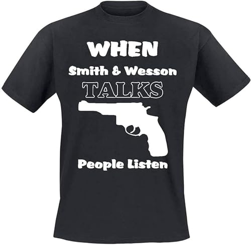 Men's When Smith and Wesson Talks. Coole Lustige Sprüche T-Shirts Fun T-Shirt Size 3XL von AOZGXEZ