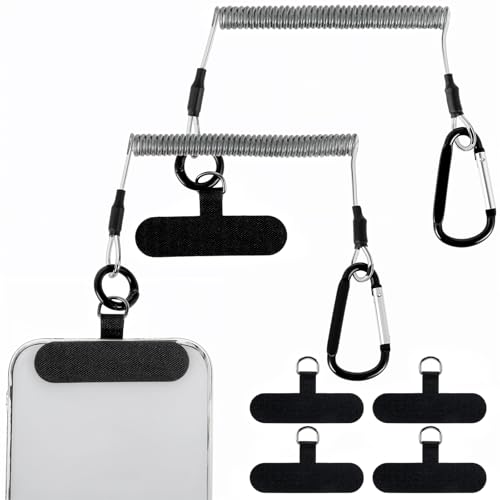 AOZUO 2 Stück Schlüsselkette mit karabiner, einziehbare Schlüsselband mit flexiblem Spiralkabel Key Chain einziehbare Telefon Halteschlaufe Sicherheits Lanyard Patch für Anti-Drop im Freien von AOZUO