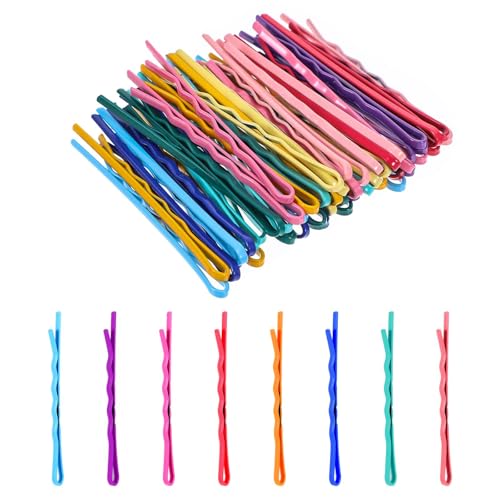 AOZUO 50 Stück Farbe Haarnadeln Klein,5.5cm Haarnadel,Bunt Bobby Pins Gewellte Hair Pin Gerade Haarklammer Damen aus Metall Haarklammern Haarspange Haarklemmen Zubehör für Frauen Mädchen Kinder Stylen von AOZUO