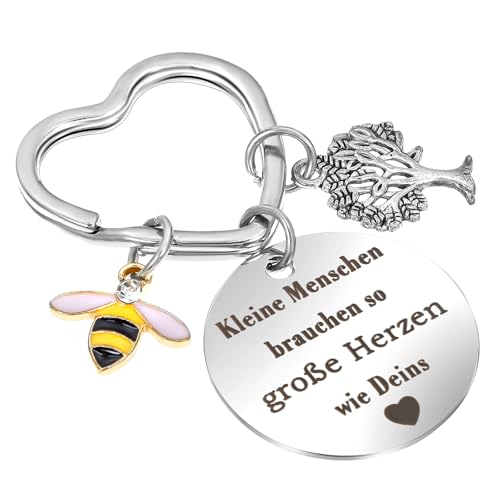 AOZUO Abschieds Geschenk Erzieherin, Abschiedsgeschenk Erzieherin, Danke Schlüsselanhänger, Lehrer Geschenk Edelstahl Schlüsselanhänger Lehrer Geschenk für Lehrerinnen, Abschiedsgeschenk Erzieherin von AOZUO