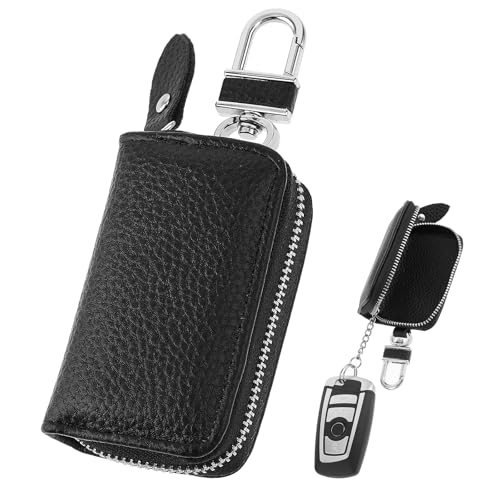 AOZUO Keyless Go Schutz Autoschlüssel Box,Autoschlüssel Schutz Keyless,Autoschlüssel Hülle mit Metallhaken Leder Schlüsseltasche Schlüsseletui Schlüsselbund Funkschlüssel Abschirmung Schlüssel Etui von AOZUO