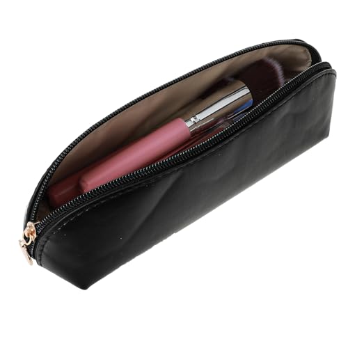 AOZUO Make Up Pinsel Tasche, Leder Travel Make Up Pinsel Aufbewahrung, Make Up Pinselhalter Makeup Organizer, Tragbar Makeup Pinsel Organizer mit Goldanhänger für Frauen Mädchen(Schwarz) von AOZUO