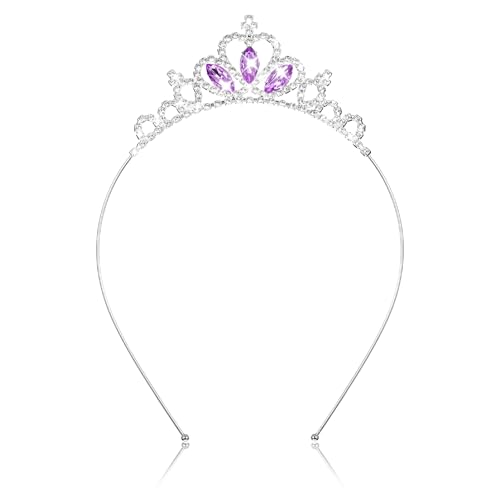 AUZUO Prinzessin Krone Tiara, Lila Diadem Kristall Tiaras für Mädchen Kleinkind Festzug Krone Strass Stirnband Silber Tiara für Frauen Mädchen Geburtstag Hochzeit Halloween Party Weihnachtsgeschenke von AOZUO