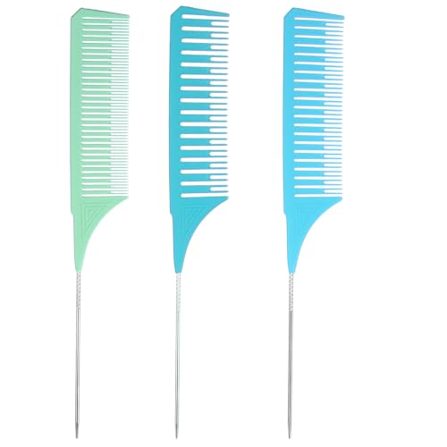 HJZHII 3 Größen Strähnenkamm,Stielkamm Styling Kamm Frauen Comb Haarkamm Friseur für Friseursalon Strähnchen Farbe Comb Set Blondierungspulver Set Färbekamm Professionelle Highlight von AOZUO
