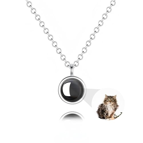 AOiViOZ 925 Sterling Silber Individuelle Projektionskette – Gedenkkette mit Bild im Inneren, Geschenk Hochwertiger Schmuck mit Geschenkbox für Jubiläen und besondere Anlässe-Silber von AOiViOZ