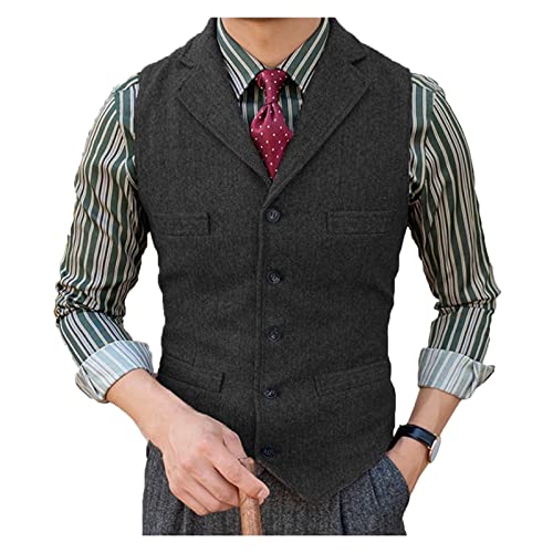 APAAZO Männer Anzug Weste Casual Formal Business Weste Groomman for Hochzeit Prom Gilet Men (Color : Black, Size : 5XL) von APAAZO