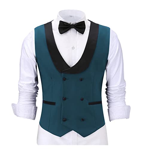 APAAZO Männer Weste Weste Casual Anzug Weste Groomsmen Mantel for Party (Color : Teal, Size : L) von APAAZO