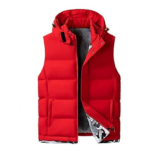 APAAZO Winterweste Herrenbekleidung Jacke (Color : Red, Size : 10XL-140-150KG) von APAAZO