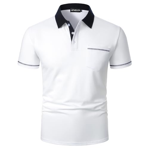 APAELEA Poloshirt Herren Polohemd Kurzarm Baumwolle mit Brusttasche,Sommerlich und Bequem für Freizeit und Business,A-Weiß,XL APAELEA Poloshirt Herren Polohemd Kurzarm Baumwolle mit Brusttasche,Sommerlich und Bequem für Freizeit und Business,A-Weiß,XL von APAELEA
