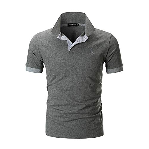 APAELEA Herren Poloshirt Kurzarm Giraffe Stickerei Einfarbig Freizeit Baumwolle Polohemd für Männer,Grau,S APAELEA Herren Poloshirt Kurzarm Giraffe Stickerei Einfarbig Freizeit Baumwolle Polohemd für Männer,Grau,S von APAELEA