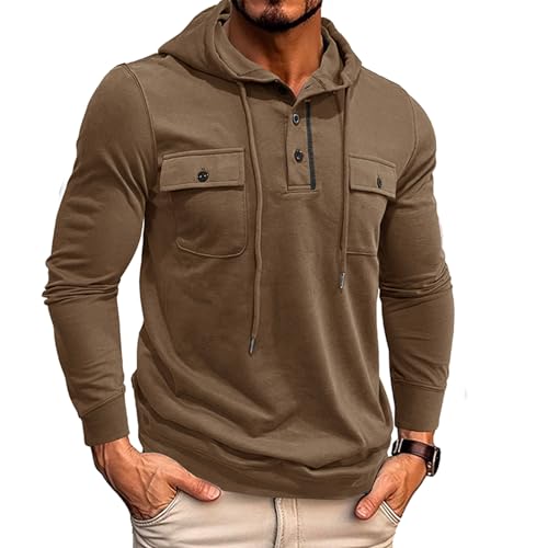 APAELEA Hoodie Herren Kapuzenpullover Doppeltaschen Freizeitsport Hip Hop Langarmshirt,Kaffee,L von APAELEA