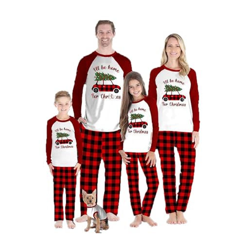 APAELEA Weihnachtspyjama Familie Set Herren Damen Kinder Baby Langarm Xmas Pjs Urlaub Nachtwäsche,Rot,Damen XL von APAELEA