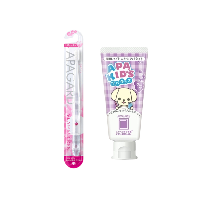 APAGARD - Apa-Kids Toothpaste Grape - 60g (1ea) + APAGARD - Crystal Toothbrush - 1pc - Random Color (1ea) Set von APAGARD