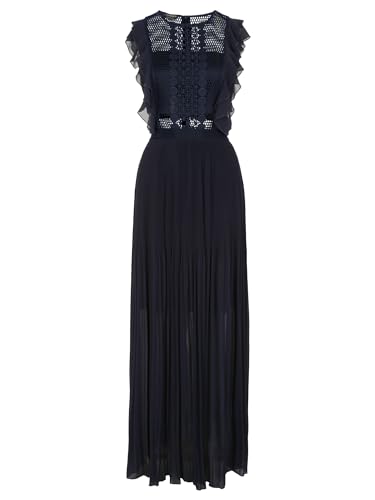 APART Abendkleid Kleid aus semitransparentem Georgette und transparenter Netzware, Nachtblau, 40 von APART Fashion