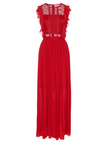 APART Abendkleid Kleid aus semitransparentem Georgette und transparenter Netzware, rot, 36 von APART Fashion