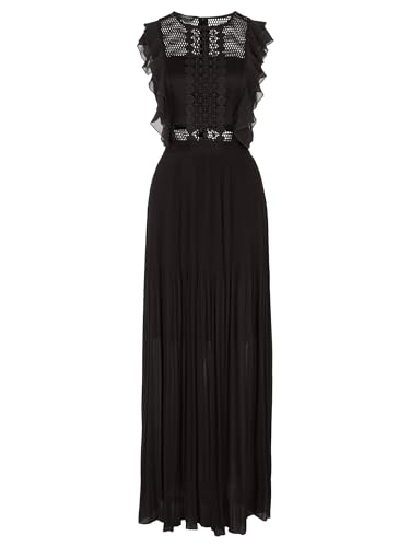 APART Abendkleid Kleid aus semitransparentem Georgette und transparenter Netzware, schwarz, 40 von APART Fashion